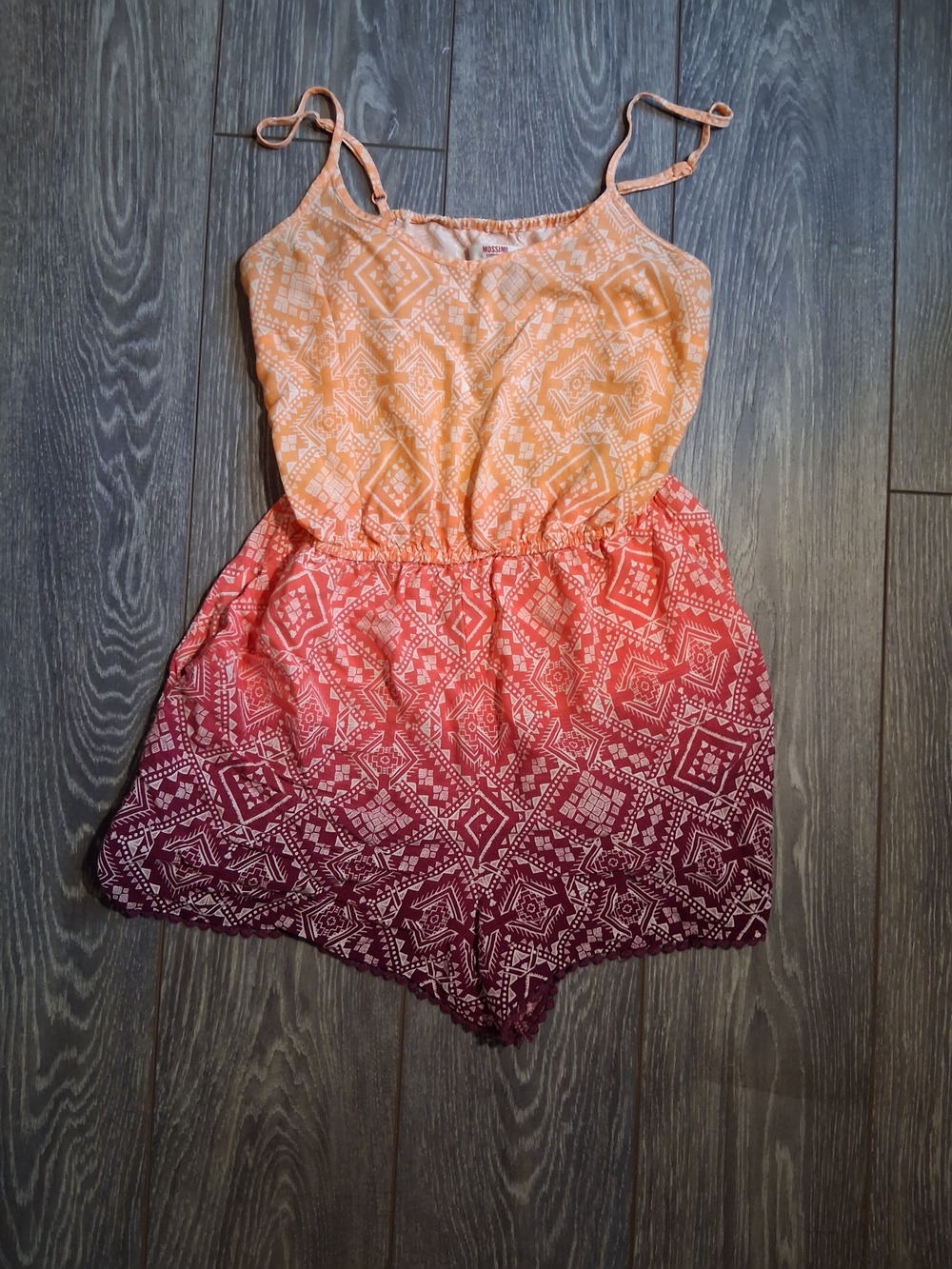 Mossimo Supply Co. Peach to Berry Ombre Printed Romper